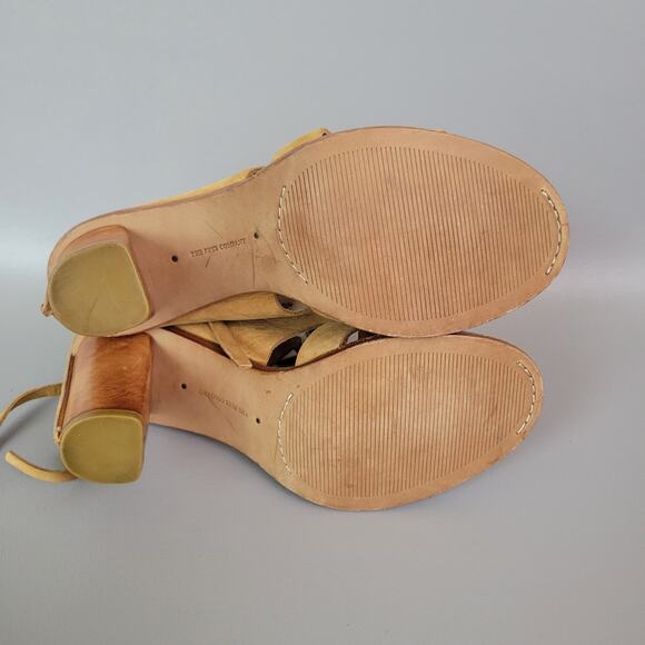 FRYE Womens Block 4" Heels Sofia Tie On Gladiator Brown Peep Toe Suede Shoe Sz 9 - Picture 8 of 8